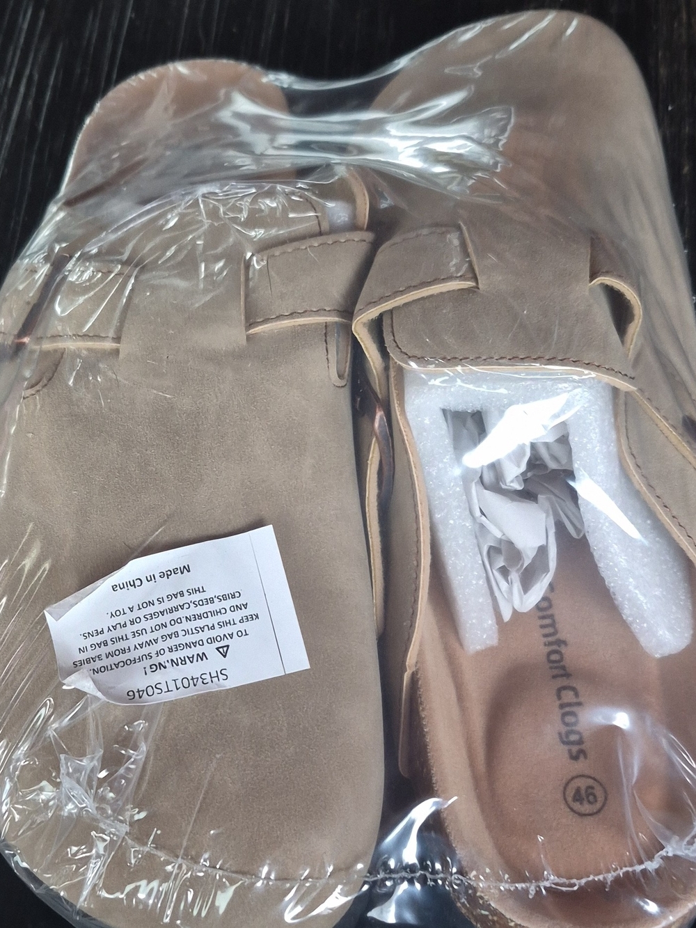 Comfort Clogs Slip-On Mules in Taupe Brown Size 46